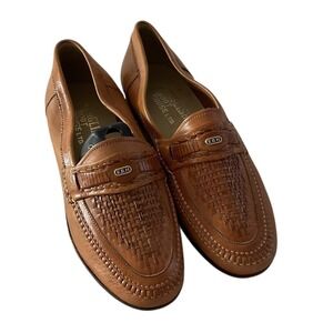 English Boot House Loafers Men's Tan Leather Woven Moc Toe US 9/UK 8